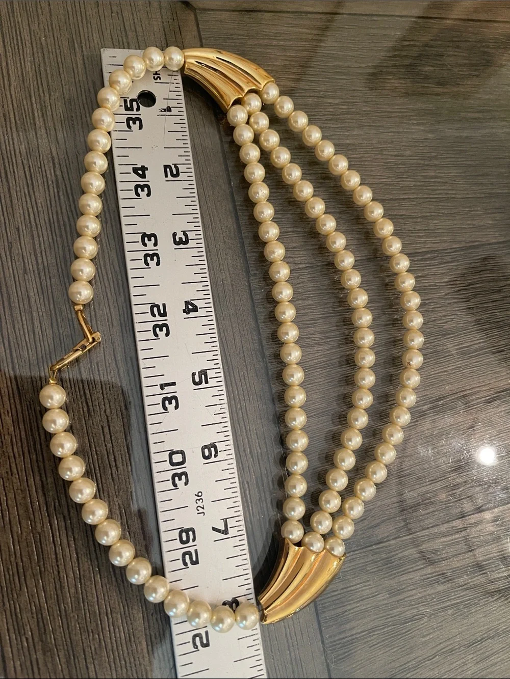 Vintage Napier Three Strand Waterfall Faux Pearl Necklace - Ivory/Cream 18” appr